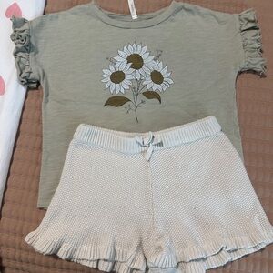 Rylee + Cru Cream Short Sleeve Tee with Sunflower Design